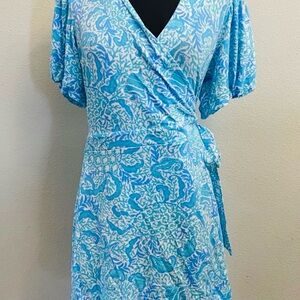 Lilly Pulitzer Sailynn Resort White Goombay Grooves Wrap Romper Dress L NWT